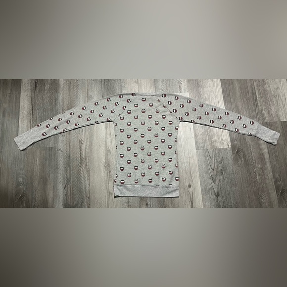 Essentials by Full Tilt Gray Thermal Raglan Long Sleeve Shirt w Owls Youth Large - Picture 2 of 7